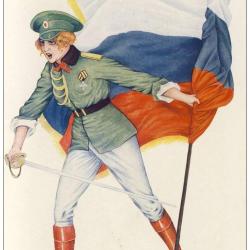 CPA Illustrateur SAGER Xavier Femme soldat mode