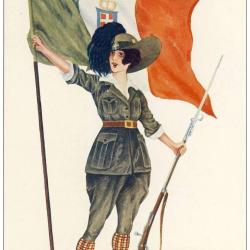 CPA Illustrateur SAGER Xavier Femme soldat mode