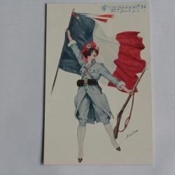 CPA Illustrateur SAGER Xavier Femme soldat mode