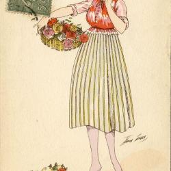 CPA illustrateur SAGER Xavier Femme Bonne F&ecirc;te 1918