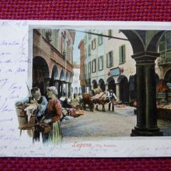 CPA Suisse Tessin Lugano Via Pessina 1904