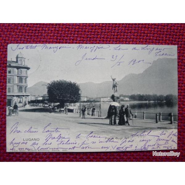 CPA Suisse Tessin Lugano Piazza Gugl. Tell 1902