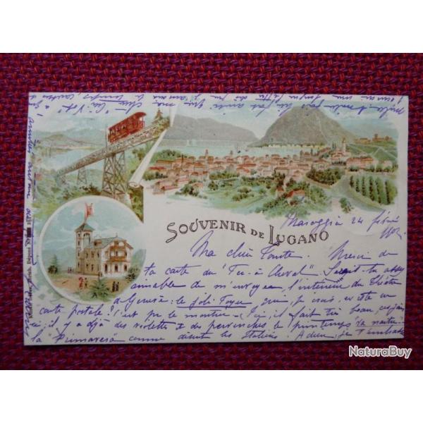 CPA Suisse Tessin Souvenir de Lugano illustr� 1902