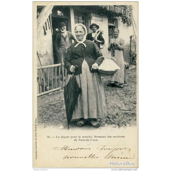 CPA 01 AIN - Pont de Vaux Le d�part pour le march�