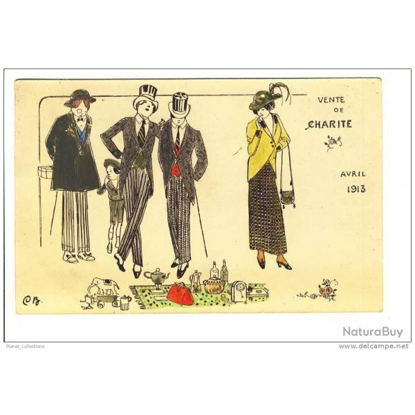 CPA illustr�e CB Vente de Charit� Avril 1913 Mode