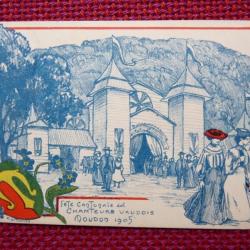 CPA Suisse Vaud F&ecirc;te Chanteurs Vaudois Moudon 1905