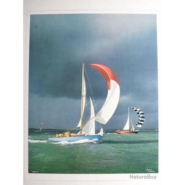 Grande photographie course Voiliers sign�e ? Mer bateau