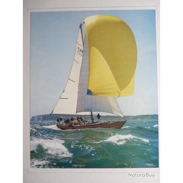 Grande photographie course Voiliers sign�e ? mer bateau