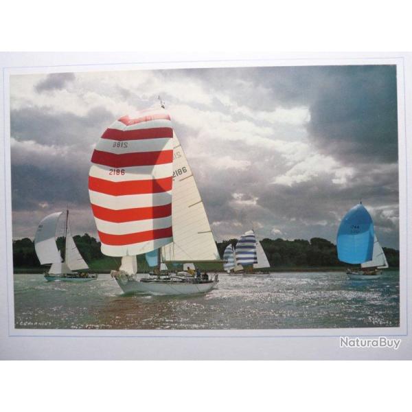Grande photographie course Voiliers sign�e ? mer bateau
