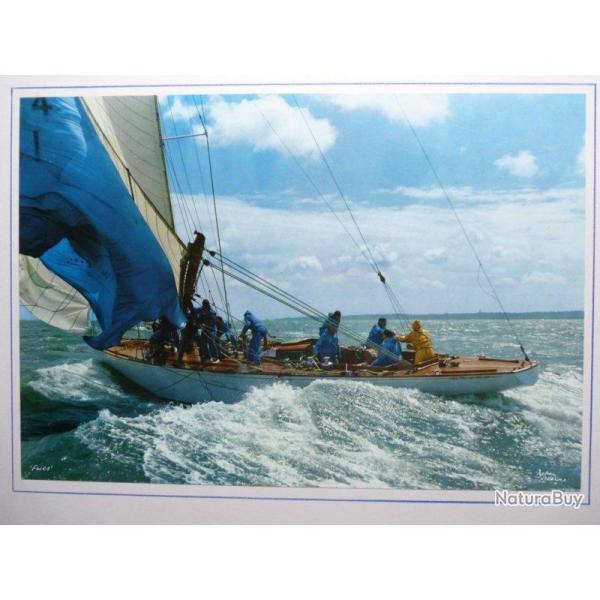 Grande photographie course Voiliers sign�e ? mer bateau