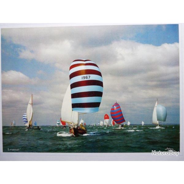 Grande photographie course Voiliers sign�e ? mer bateau