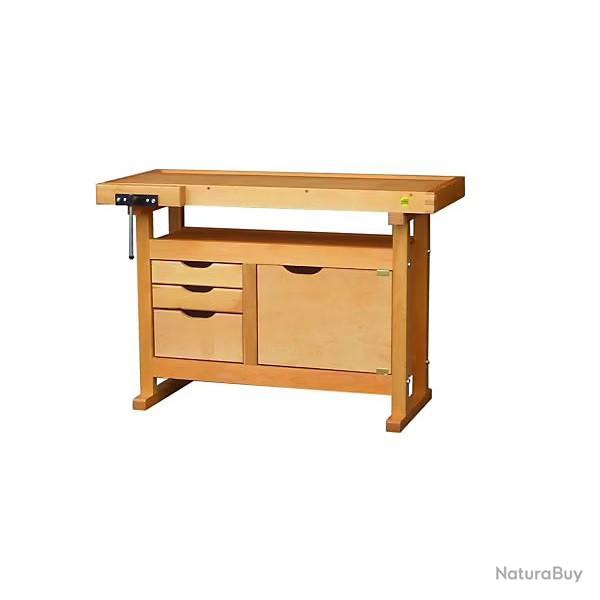 Etabli en bois Outifrance 3 tiroirs 1 porte 1,50x0,50x0,82m OUTIFRANCE