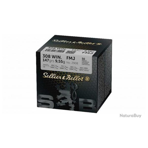 Munition 308 Sellier & Bellot FMJ - 147 grains