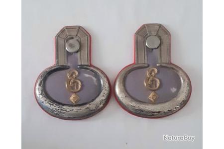 Paire D'épaulettes De Lieutenant Du Génie - Armée Française - Vintage Usé