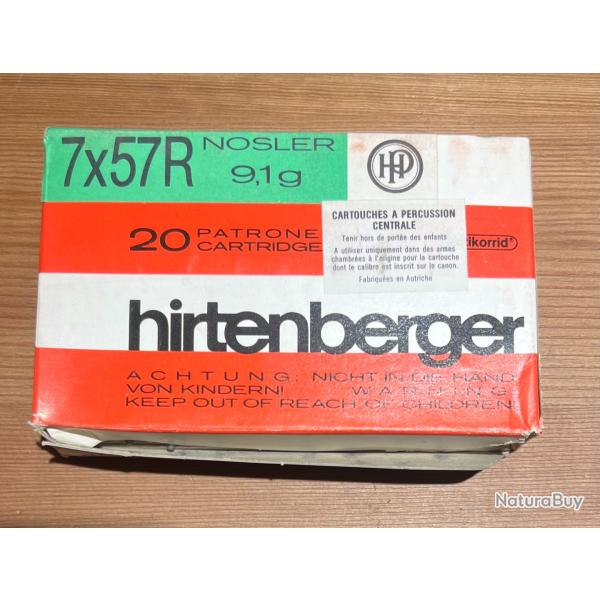 BOITE 20 MUNITIONS 7X57R HIRTENBERGER HP  9,1g