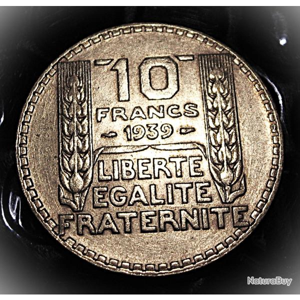 belle piece de 10 francs Turin (argent) de 1939 ttb+