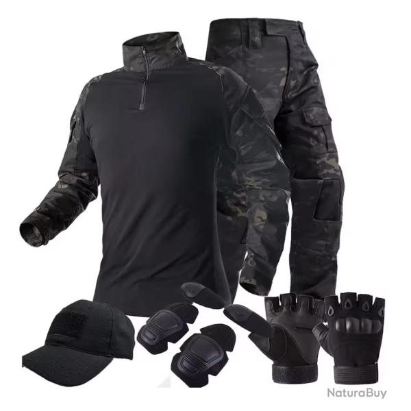 Uniforme tactique, combinaison de Camouflage + quipement  (Black Camo) (3)