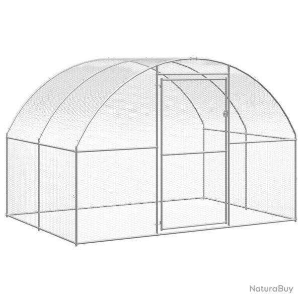 Poulailler enclos cage poules d'ext�rieur 3 x 2 x 2 m acier galvanis� Argent 02_0044005