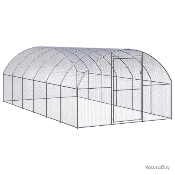 Poulailler enclos cage poules d'ext�rieur 3 x 6 x 2 m acier galvanis� Argent 02_0044015