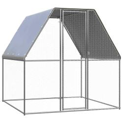 Poulailler enclos cage poules argent&eacute; et 2 x 2 x 2 m acier galvanis&eacute; Argent 02_0043936