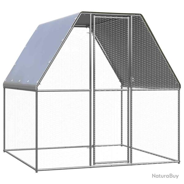 Poulailler enclos cage poules argent� et 2 x 2 x 2 m acier galvanis� Argent 02_0043936