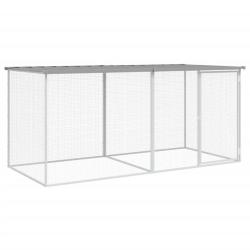 Poulailler enclos cage poules avec toit clair 203 x 98 x 90 cm acier galvanis&eacute; gris 02_0043983