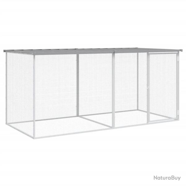 Poulailler enclos cage poules avec toit clair 203 x 98 x 90 cm acier galvanis� gris 02_0043983