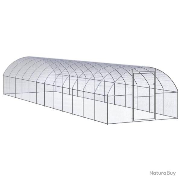 Poulailler enclos cage poules d'ext�rieur 3 x 12 x 2 m acier galvanis� Argent 02_0044000