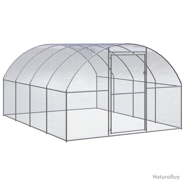 Poulailler enclos cage poules d'ext�rieur 3 x 4 x 2 m acier galvanis� Argent 02_0044011