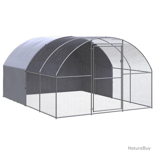 Poulailler enclos cage poules d'ext�rieur 3 x 4 x 2 m acier galvanis� Argent 02_0044012