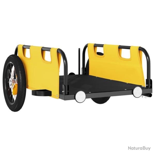 Remorque chariot transport de v�lo tissu oxford fer jaune 02_0044194