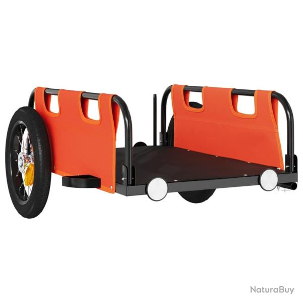 Remorque chariot transport de v�lo tissu oxford fer Orange 02_0044197