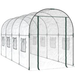 Serre tente abri plante fleur l&eacute;gumes Transparent 160 x 400 x 190 cm PVC et acier enduit de poudre