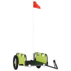 Remorque chariot transport de v&eacute;lo tissu oxford fer vert 02_0044406