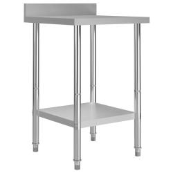 Table de travail de cuisine professionnelle avec dosseret 60 x 60 x 93 cm acier inoxydable 02_00454