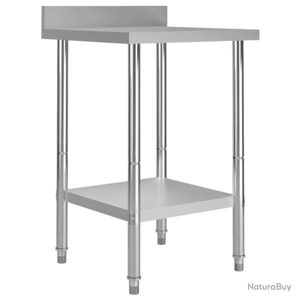Table de travail de cuisine professionnelle avec dosseret 60 x 60 x 93 cm acier inoxydable 02_00454