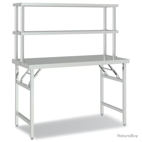 Table de travail de cuisine professionnelle avec �tag�re 120 x 60 x 145 cm acier inoxydable 02_0045