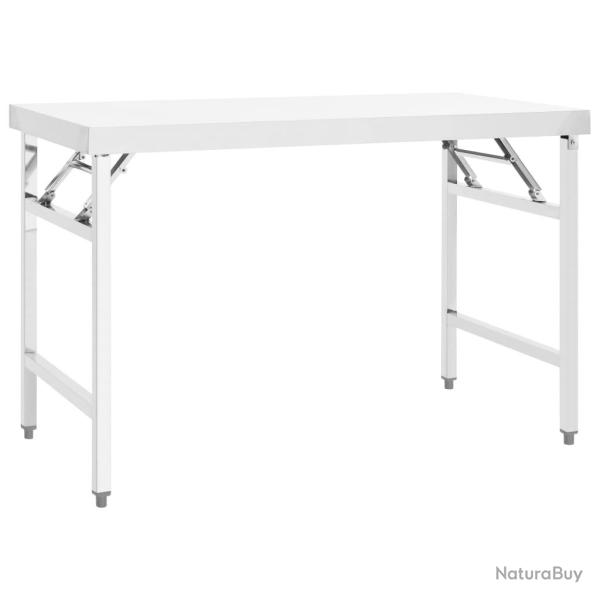 Table de travail professionnelle pliable de cuisine 120 x 60 x 80 cm acier inoxydable 02_0045426