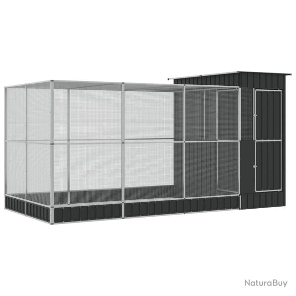 Voli�re cage � oiseaux avec extension argent� 416 x 203 x 216 cm acier Argent 02_0045653