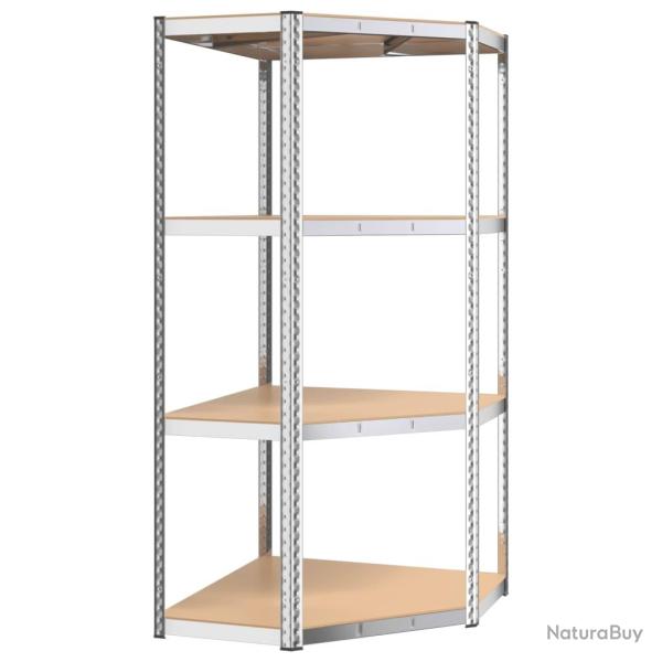 tagre d'angle  4 niveaux argent acier et bois d'ingnierie Argent 02_0045679