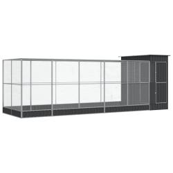 Voli&egrave;re cage &agrave; oiseaux avec extension argent&eacute; 623 x 203 x 216 cm acier Argent 02_0045658