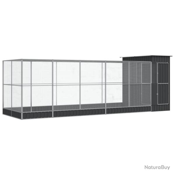 Voli�re cage � oiseaux avec extension argent� 623 x 203 x 216 cm acier Argent 02_0045658