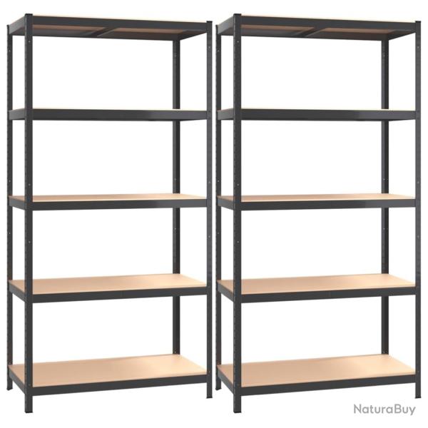 tagres meubles rangement  5 niveaux lot de 2 acier et bois d'ingnierie anthracite 02_0045787