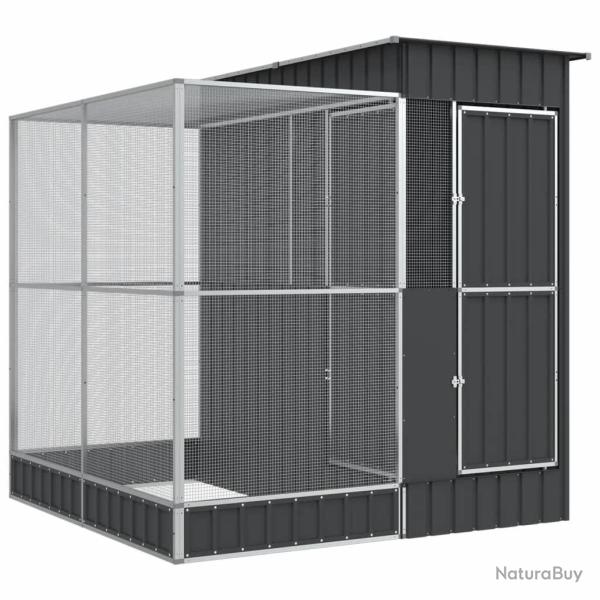 Voli�re cage � oiseaux avec extension argent� 209 x 203 x 216 cm acier Argent 02_0045651