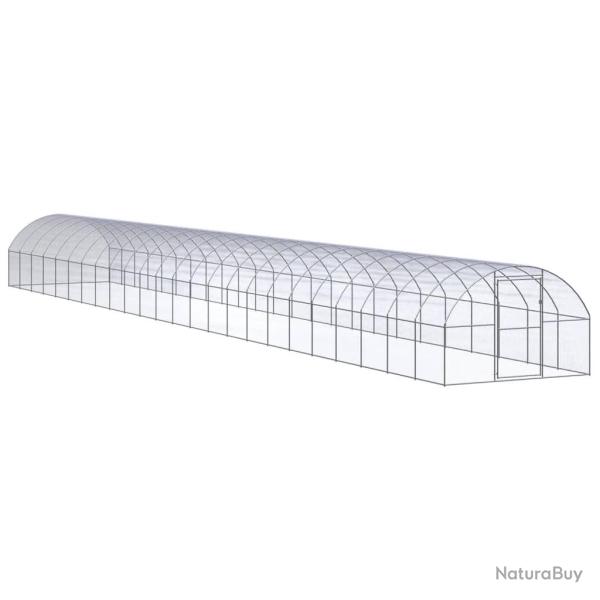 Poulailler enclos cage poules d'ext�rieur 3 x 24 x 2 m acier galvanis� Argent 02_0044009