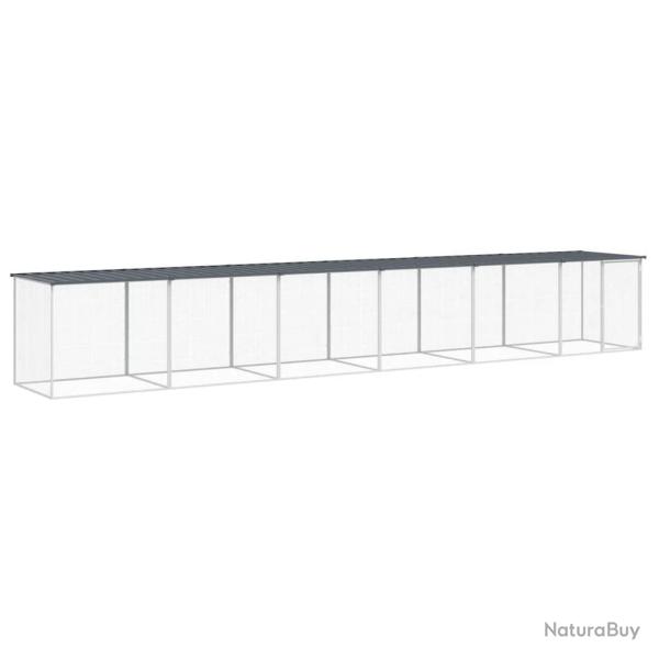 Poulailler enclos cage poules avec toit 603 x 98 x 90 cm acier galvanis� anthracite 02_0043975