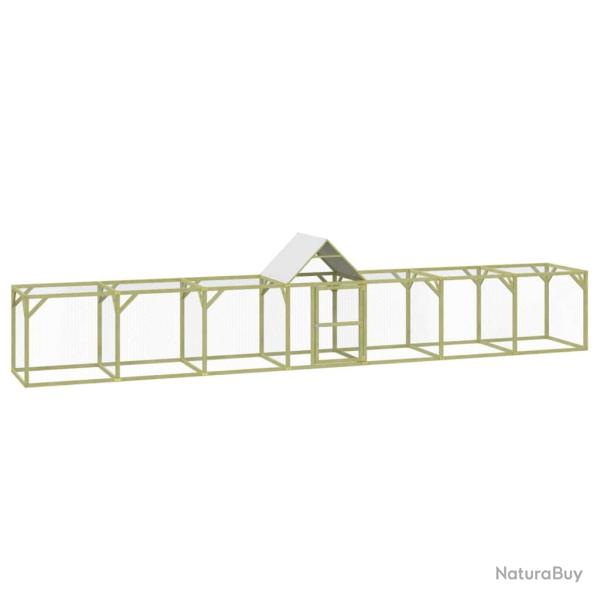 Poulailler enclos cage poules 700 x 100 x 150 cm bois de pin massif impr�gn� marron 02_0043931