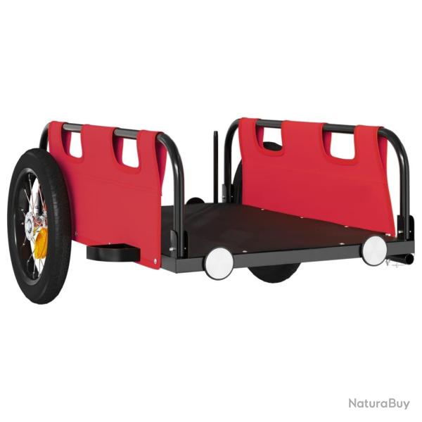 Remorque chariot transport de v�lo tissu oxford fer rouge 02_0044386