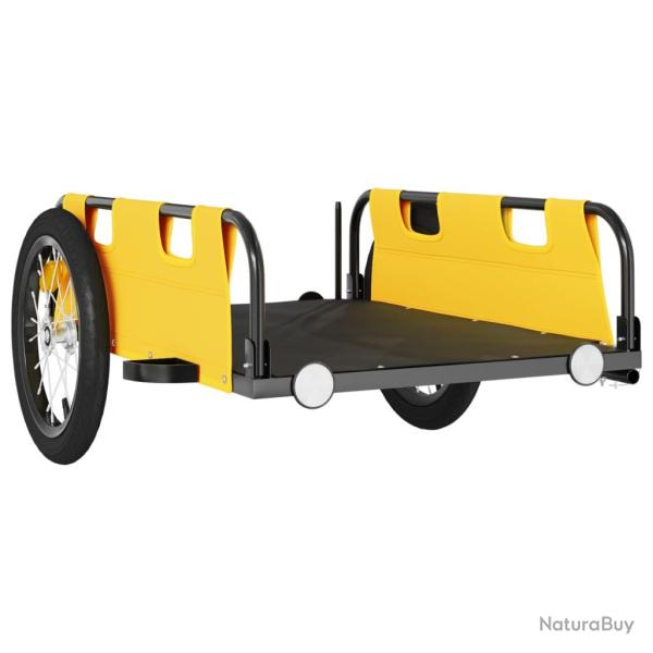 Remorque chariot transport de v�lo tissu oxford fer jaune 02_0044192