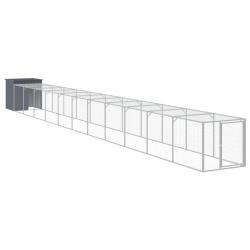 Poulailler enclos cage poules avec cour 110 x 1221 x 110 cm acier galvanis&eacute; anthracite 02_0043939